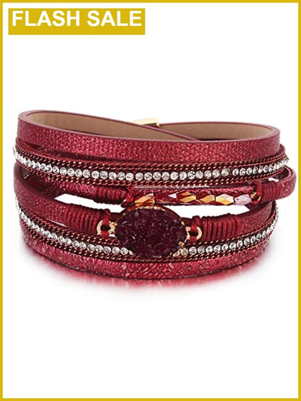 Boho Chunky Leather Wrap Bracelet Stackable Beaded Western Country Jewelry
